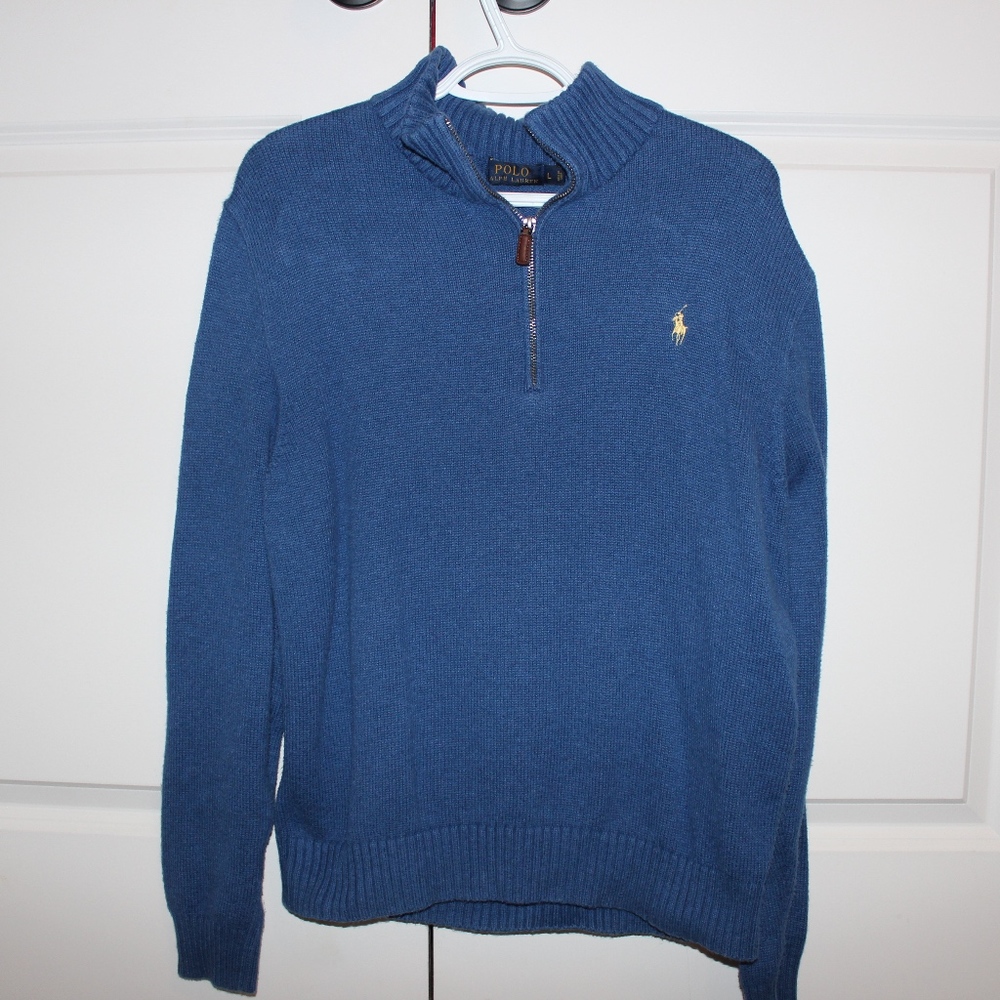 Blue Polo Quarter Zip Sweater